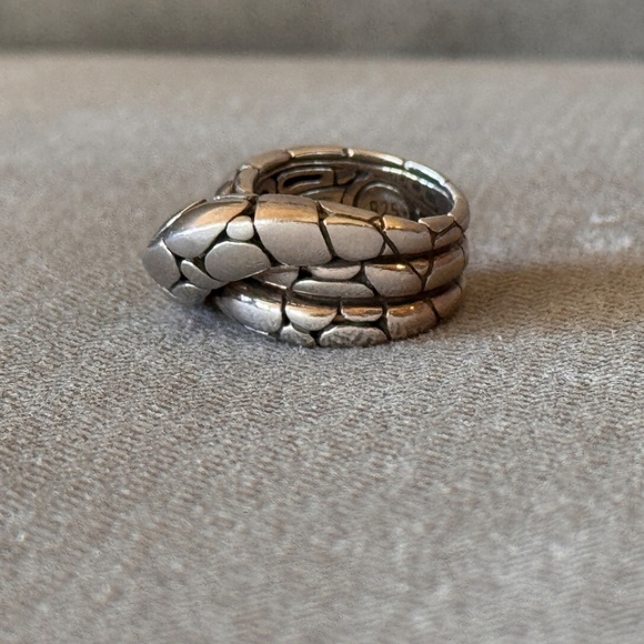 John Hardy Sterling Silver Kali Pebble Crossover Twist Ring Size 7.5 - Picture 7 of 10